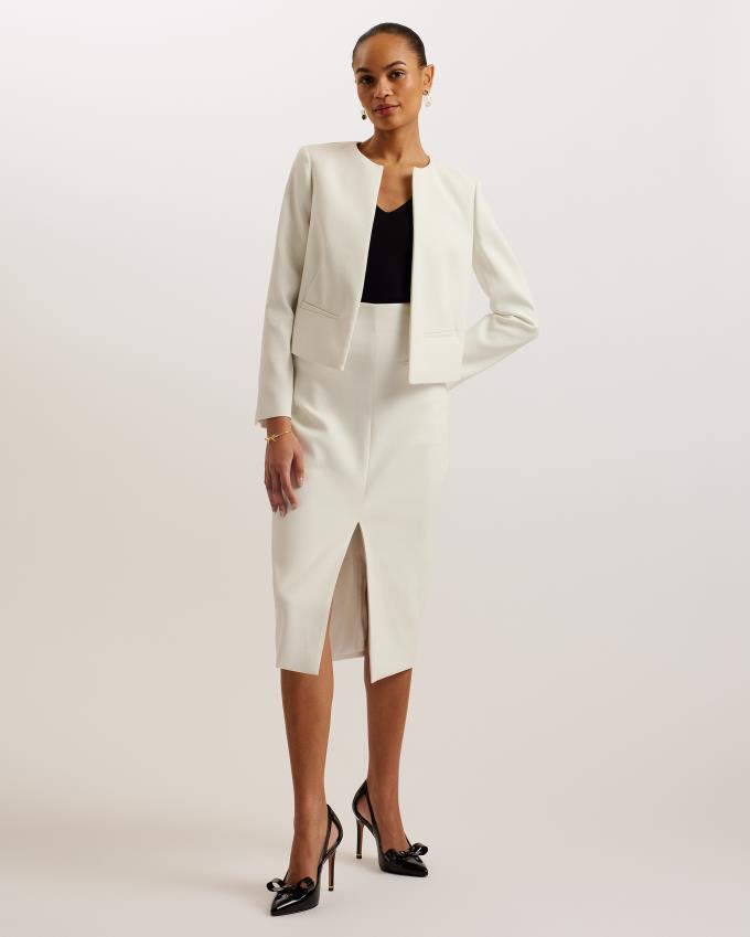 Veste Ted Baker Cropped Tailored Open Blanche Femme | TFN-47193847